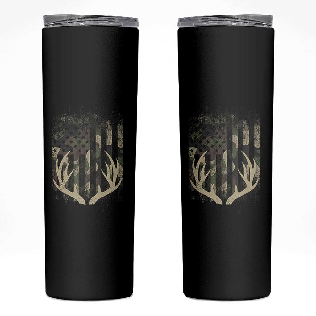Deer Hunting American Flag Skinny Tumbler