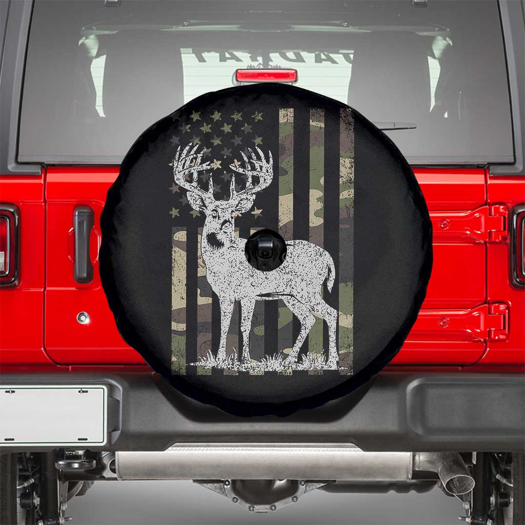 Deer Hunting American Camouflage Flag Spare Tire Cover