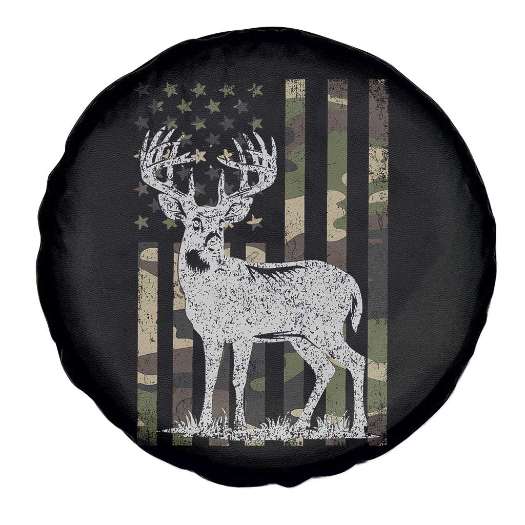 Deer Hunting American Camouflage Flag Spare Tire Cover