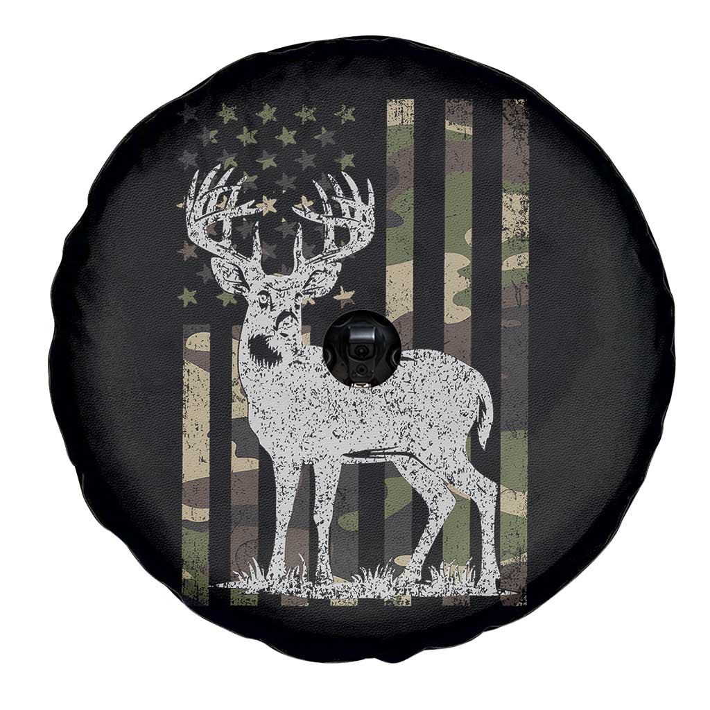 Deer Hunting American Camouflage Flag Spare Tire Cover