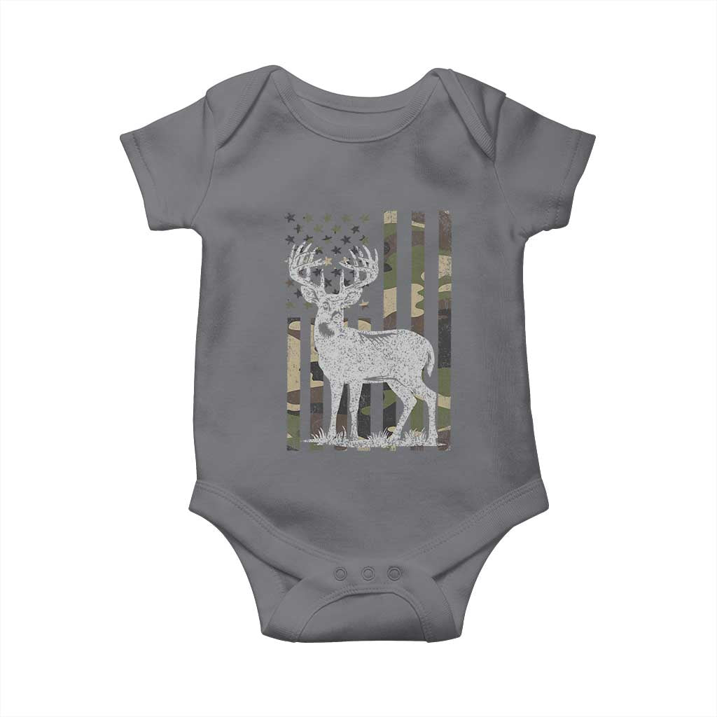 Deer Hunting American Camouflage Flag Baby Onesie