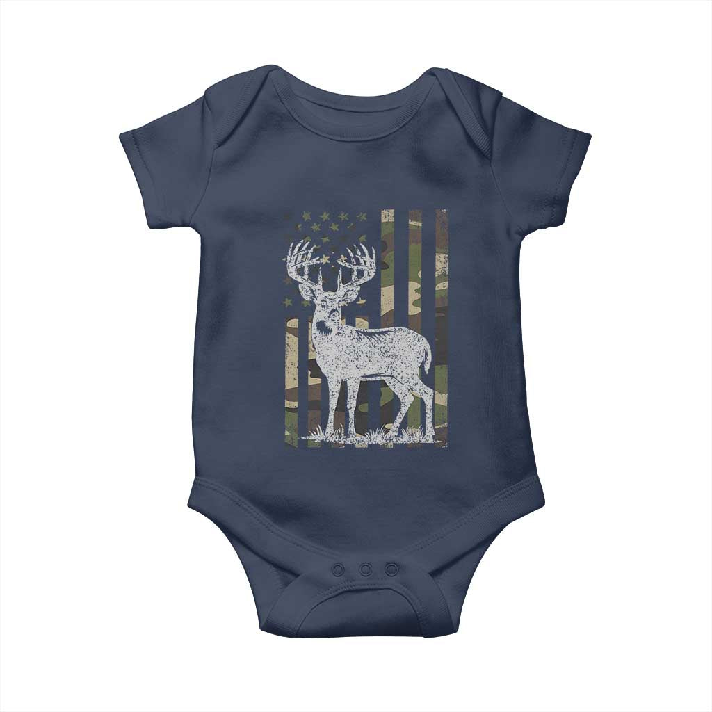 Deer Hunting American Camouflage Flag Baby Onesie