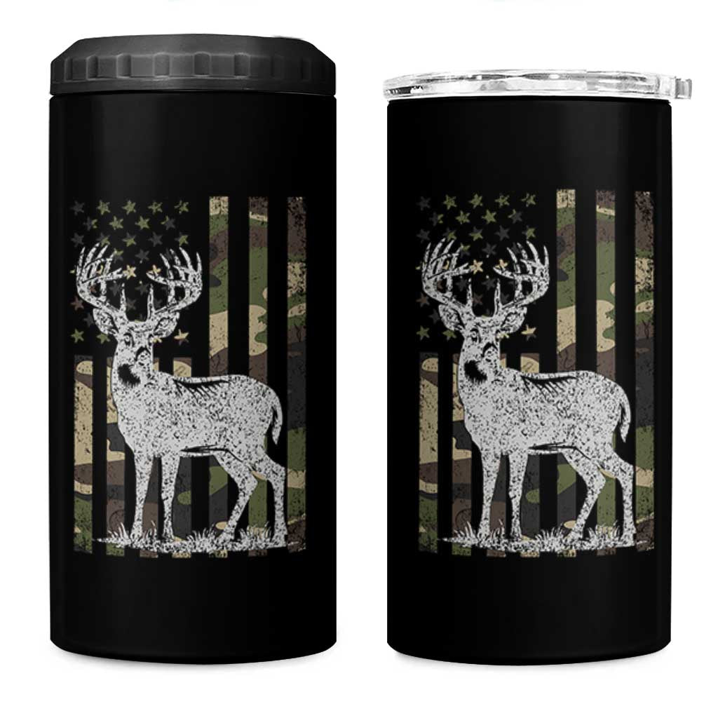 Deer Hunting American Camouflage Flag 4 in 1 Can Cooler Tumbler