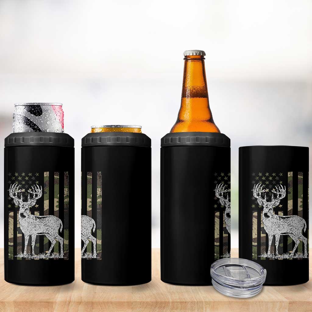 Deer Hunting American Camouflage Flag 4 in 1 Can Cooler Tumbler