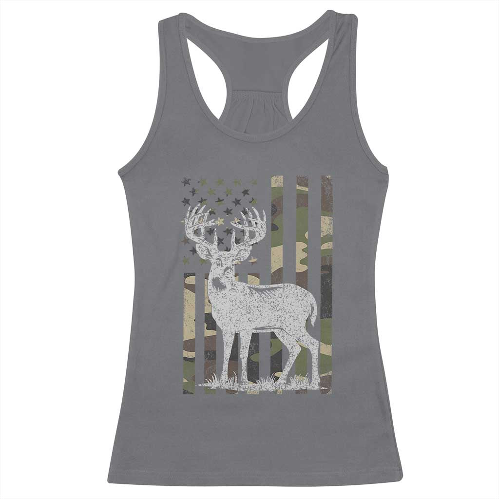Deer Hunting American Camouflage Flag Racerback Tank Top
