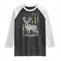 Deer Hunting American Camouflage Flag Raglan Shirt