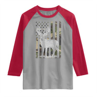 Deer Hunting American Camouflage Flag Raglan Shirt