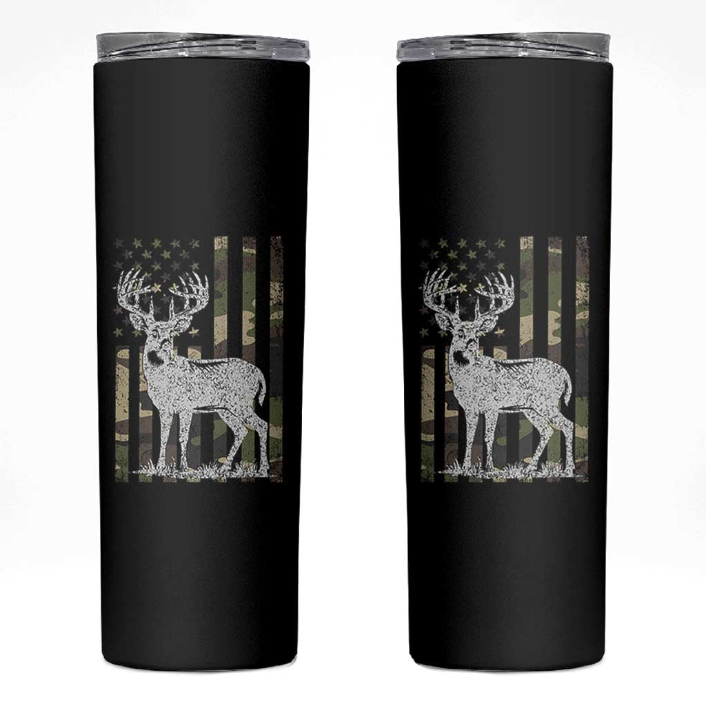 Deer Hunting American Camouflage Flag Skinny Tumbler