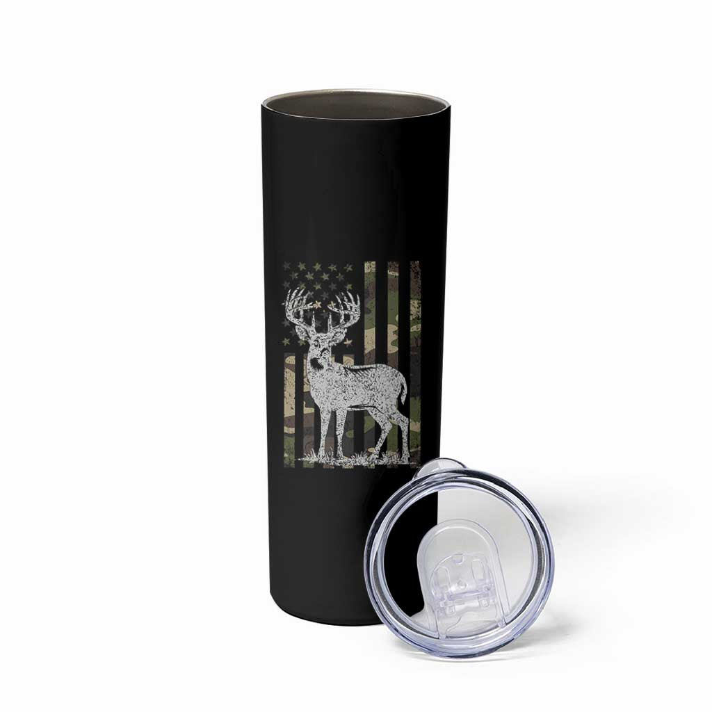 Deer Hunting American Camouflage Flag Skinny Tumbler