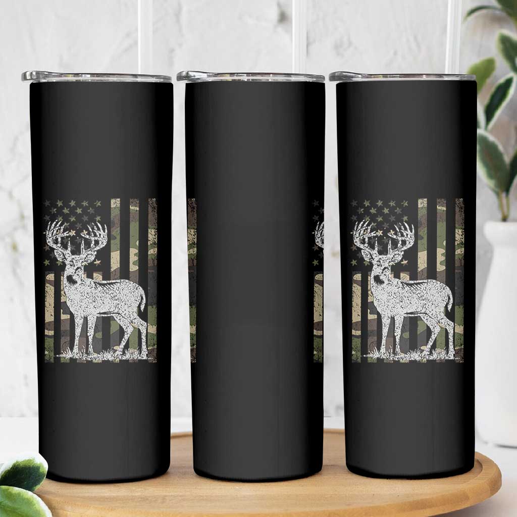 Deer Hunting American Camouflage Flag Skinny Tumbler