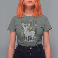 Deer Hunting American Camouflage Flag T Shirt For Women - Wonder Print Shop