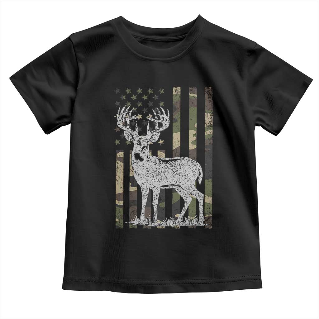 Deer Hunting American Camouflage Flag Toddler T Shirt