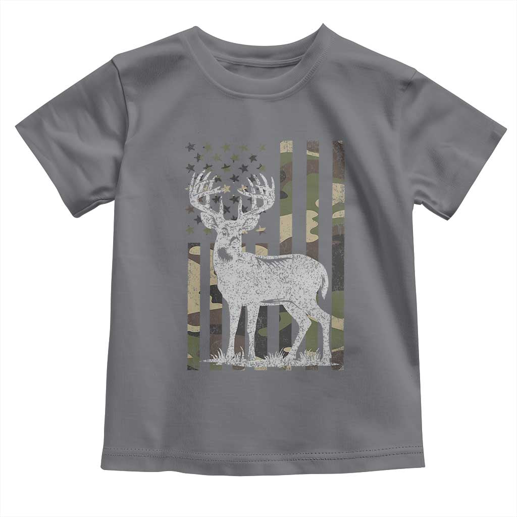 Deer Hunting American Camouflage Flag Toddler T Shirt