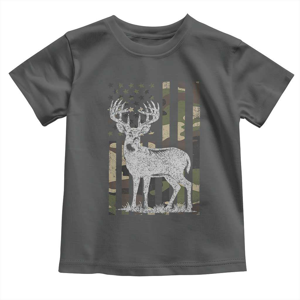 Deer Hunting American Camouflage Flag Toddler T Shirt