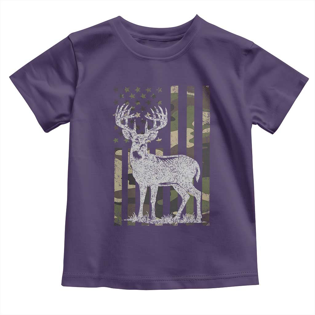Deer Hunting American Camouflage Flag Toddler T Shirt