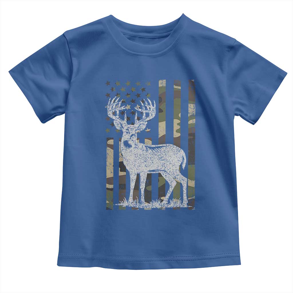 Deer Hunting American Camouflage Flag Toddler T Shirt