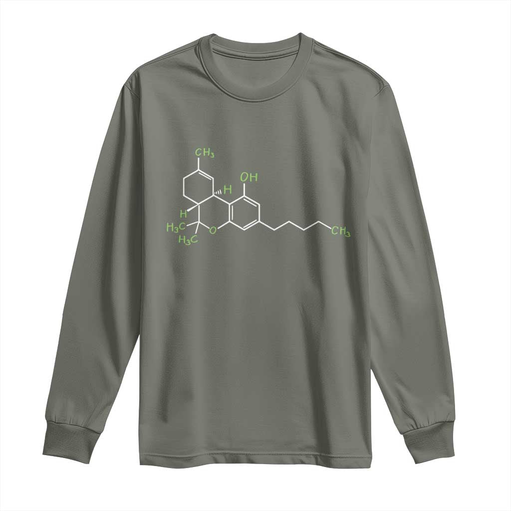 Marijuana Long Sleeve Shirt Cannabis Weed Pot Molecule THC Stoner Gift