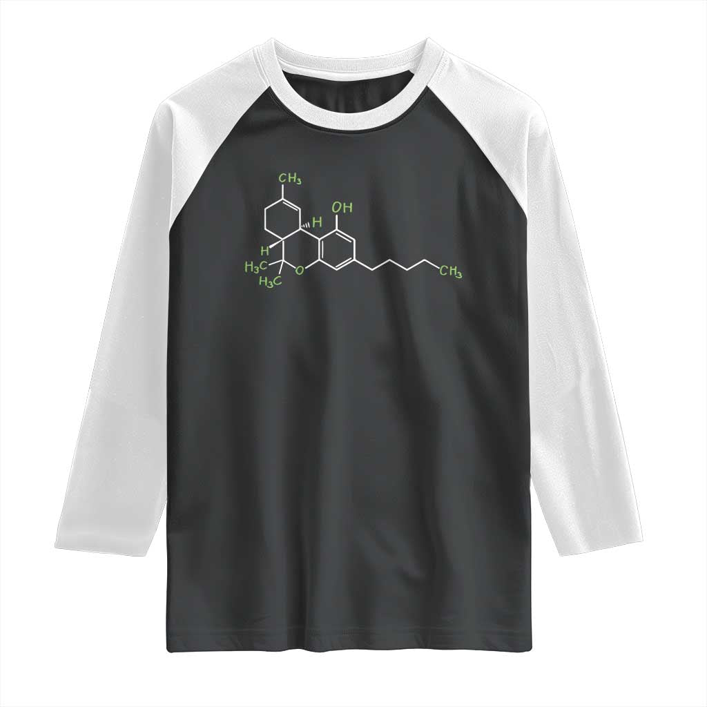 Marijuana Raglan Shirt Cannabis Weed Pot Molecule THC Stoner Gift