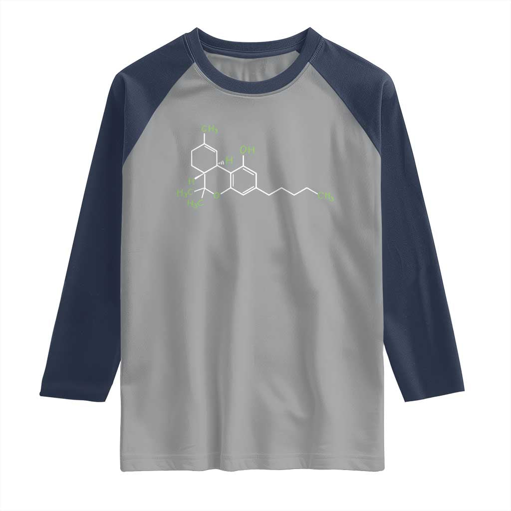 Marijuana Raglan Shirt Cannabis Weed Pot Molecule THC Stoner Gift
