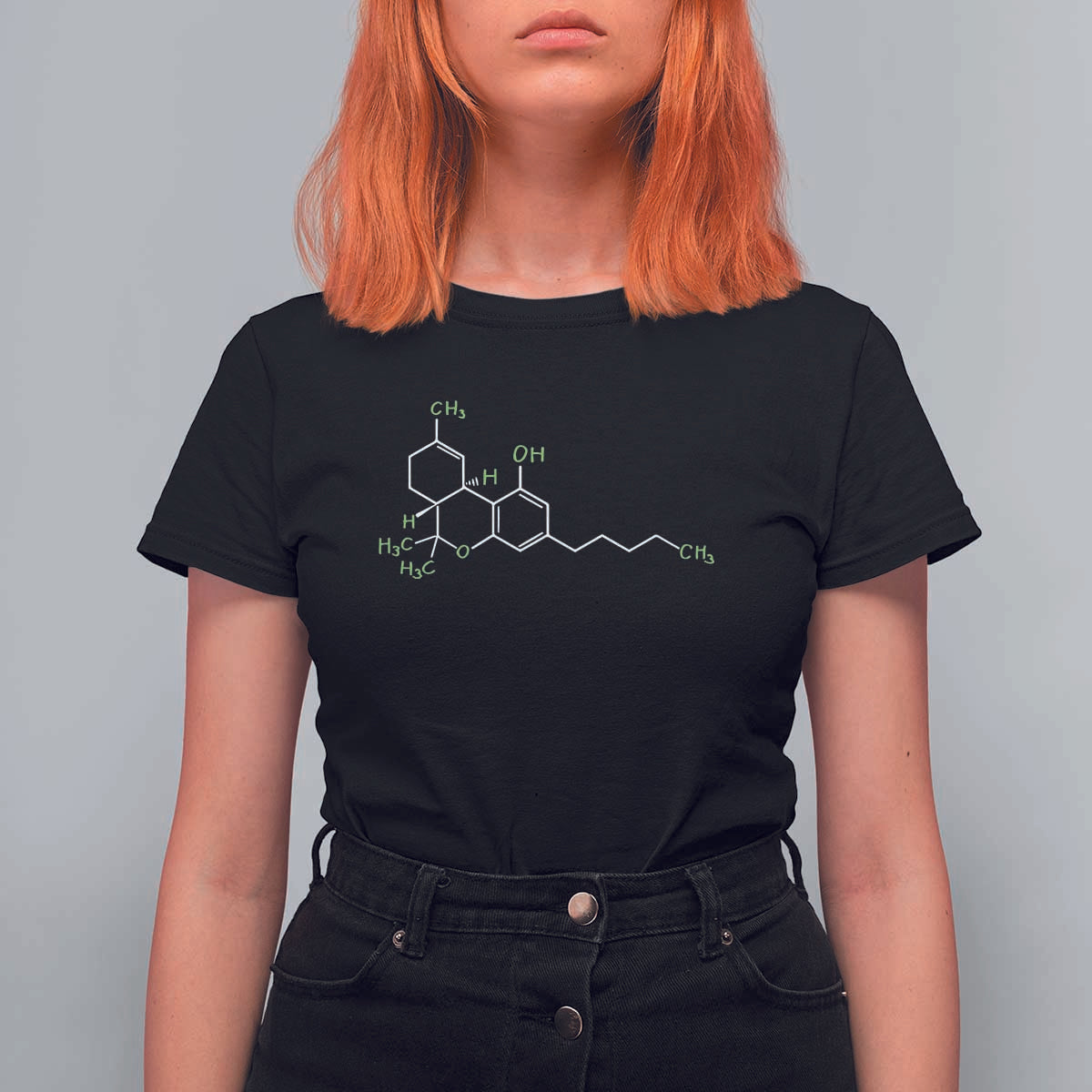 Marijuana T Shirt For Women Cannabis Weed Pot Molecule THC Stoner Gift - Wonder Print Shop