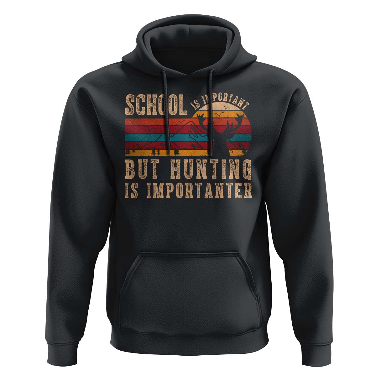 School Is Important But Hunting Is Importanter Hoodie Retro Deer Hunting Boy - Wonder Print Shop