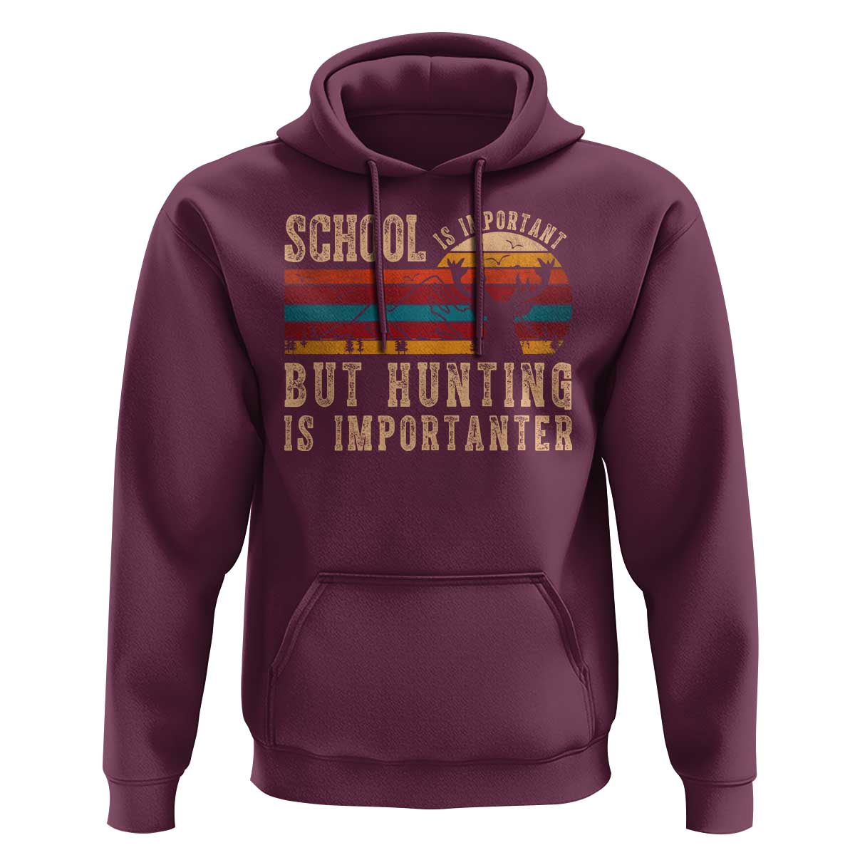 School Is Important But Hunting Is Importanter Hoodie Retro Deer Hunting Boy - Wonder Print Shop