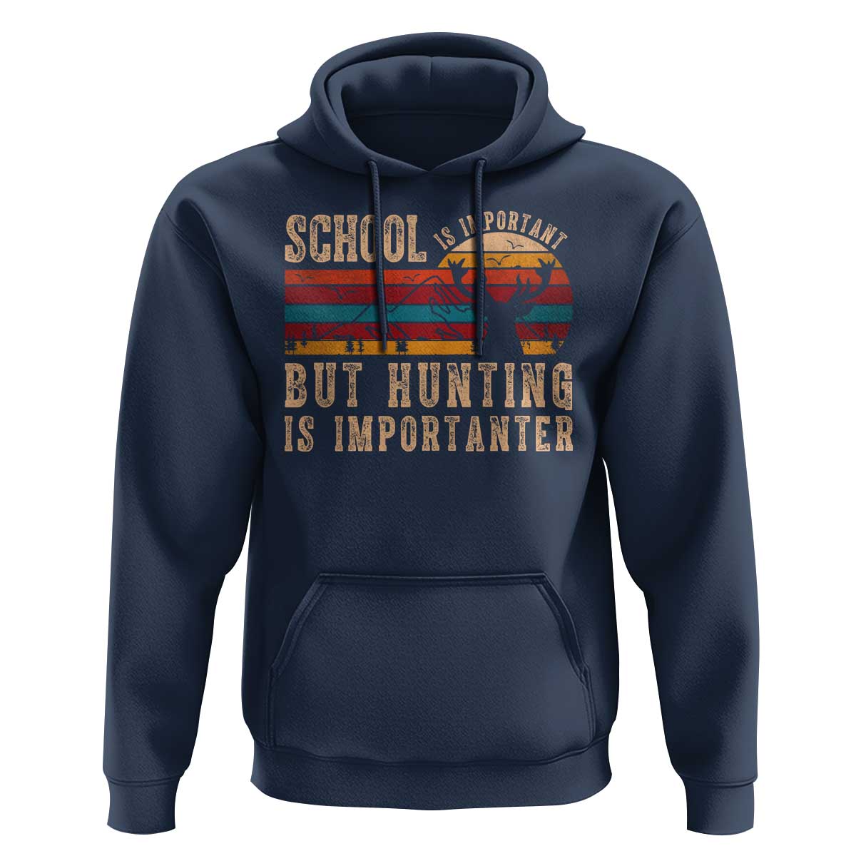 School Is Important But Hunting Is Importanter Hoodie Retro Deer Hunting Boy - Wonder Print Shop
