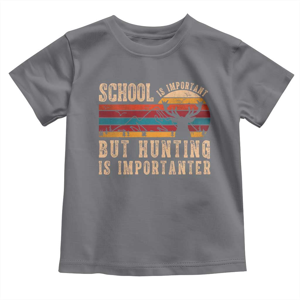School Is Important But Hunting Is Importanter Toddler T Shirt Retro Deer Hunting Boy - Wonder Print Shop