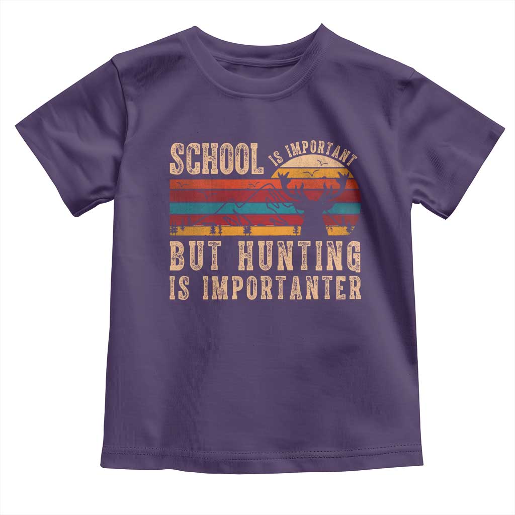 School Is Important But Hunting Is Importanter Toddler T Shirt Retro Deer Hunting Boy - Wonder Print Shop