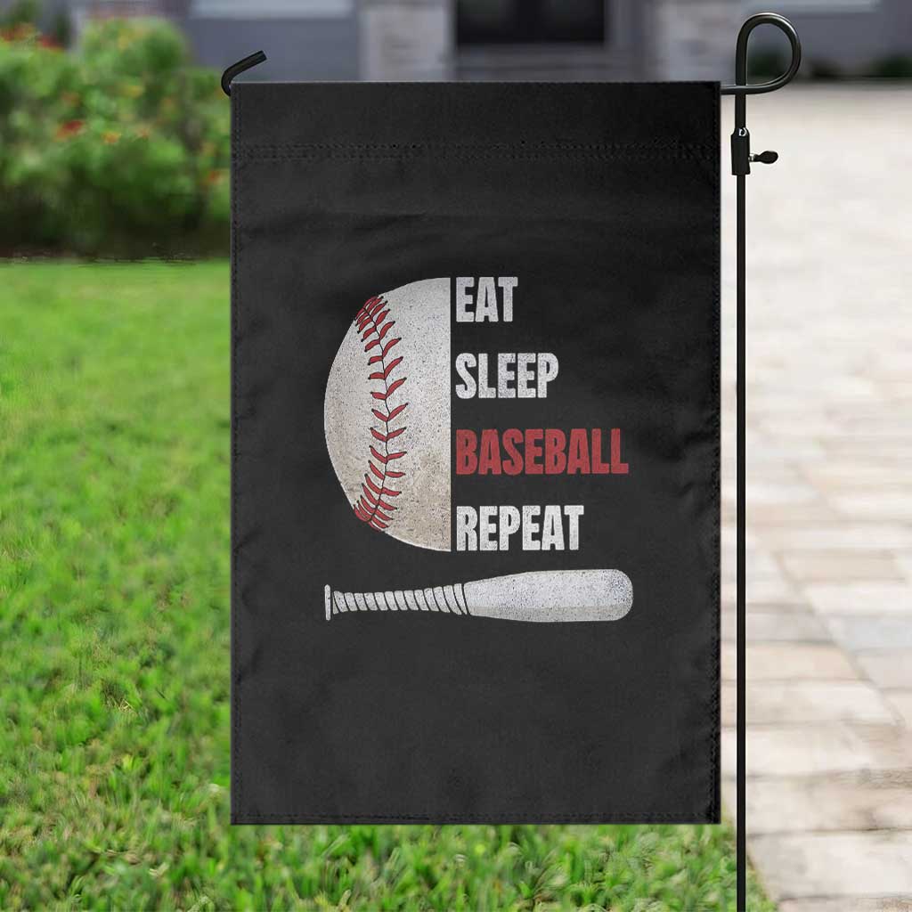 Baseball Player Garden Flag Retro Funny Eat Sleep Baseball Repeat