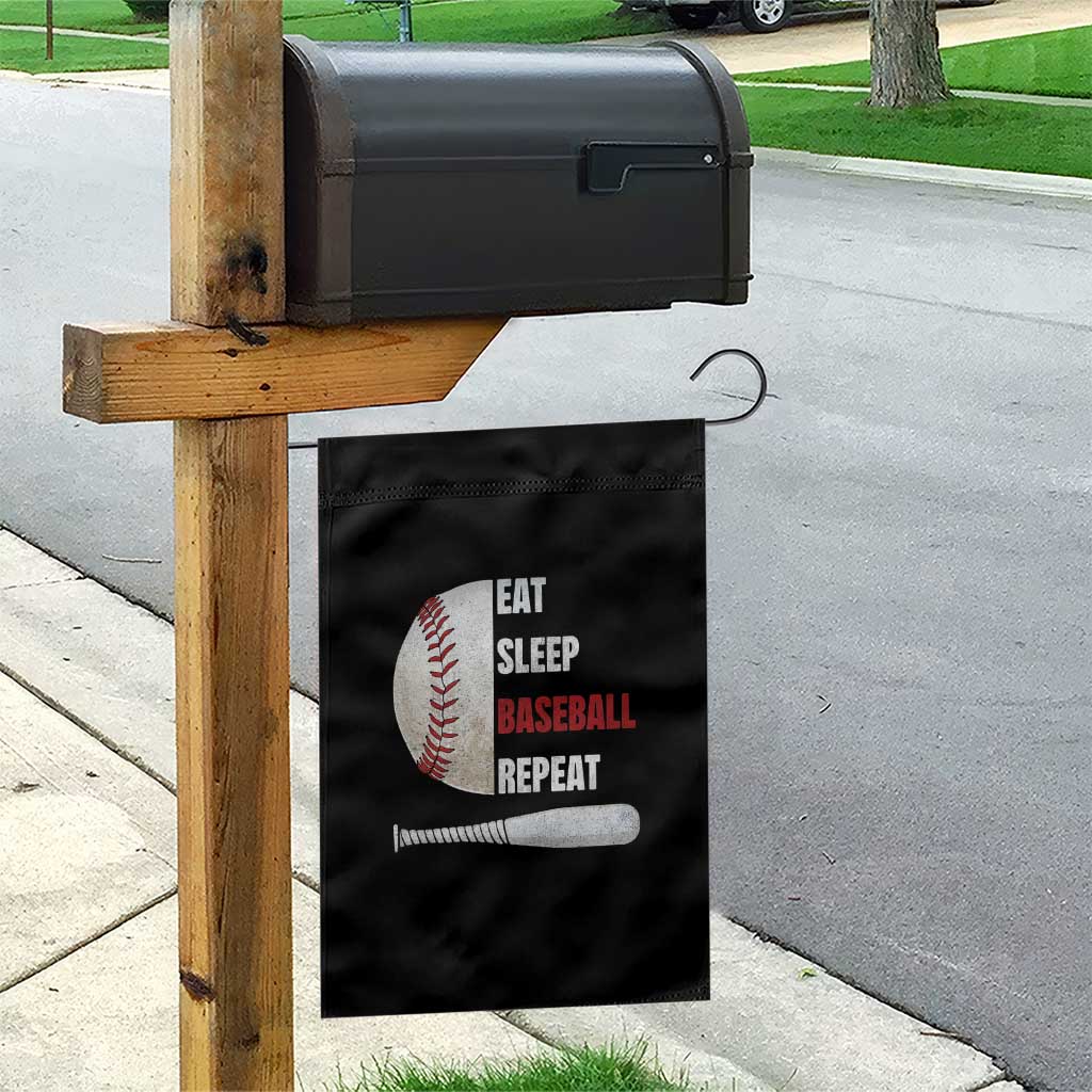 Baseball Player Garden Flag Retro Funny Eat Sleep Baseball Repeat