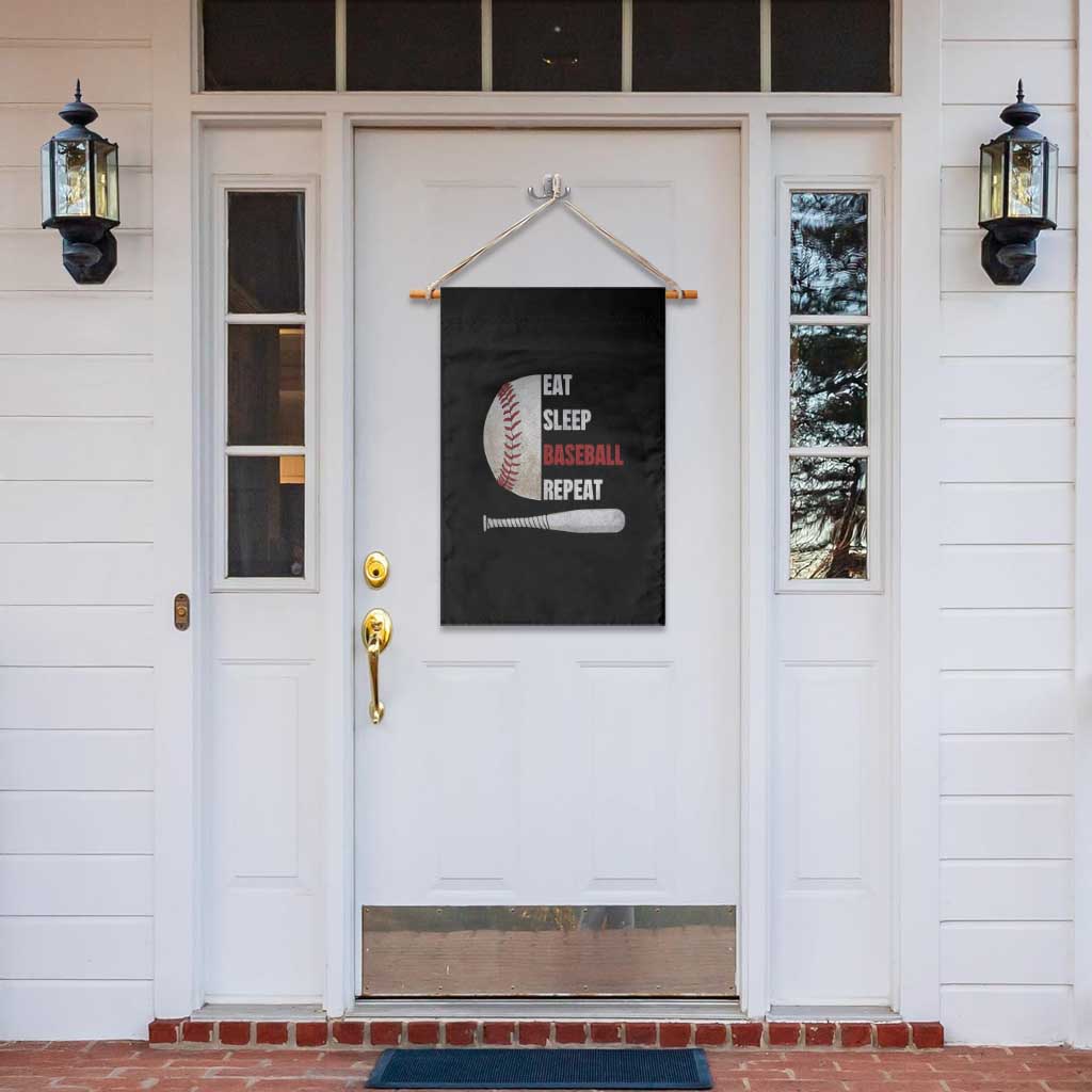 Baseball Player Garden Flag Retro Funny Eat Sleep Baseball Repeat