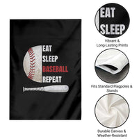 Baseball Player Garden Flag Retro Funny Eat Sleep Baseball Repeat