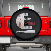 Baseball Player Spare Tire Cover Retro Funny Eat Sleep Baseball Repeat