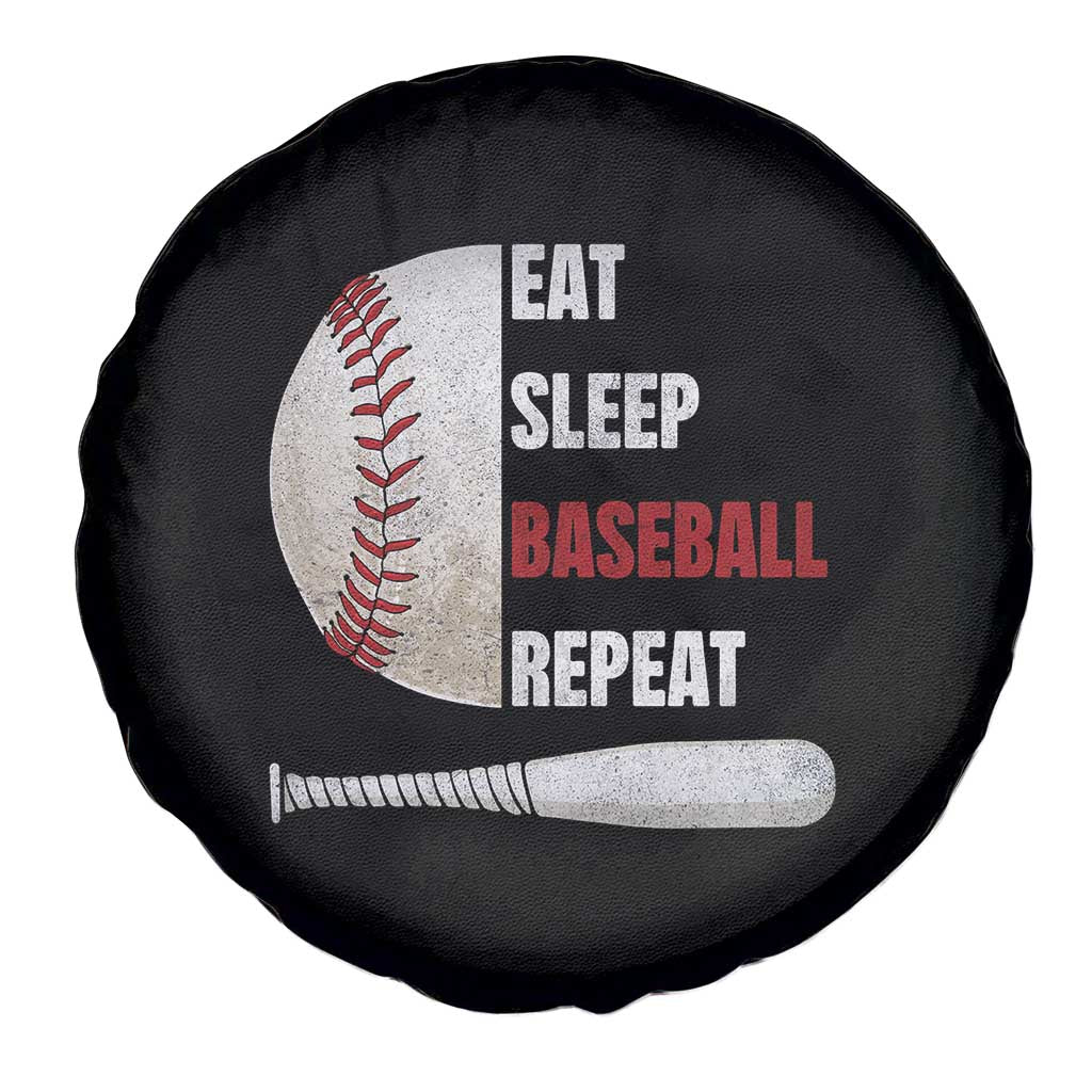 Baseball Player Spare Tire Cover Retro Funny Eat Sleep Baseball Repeat