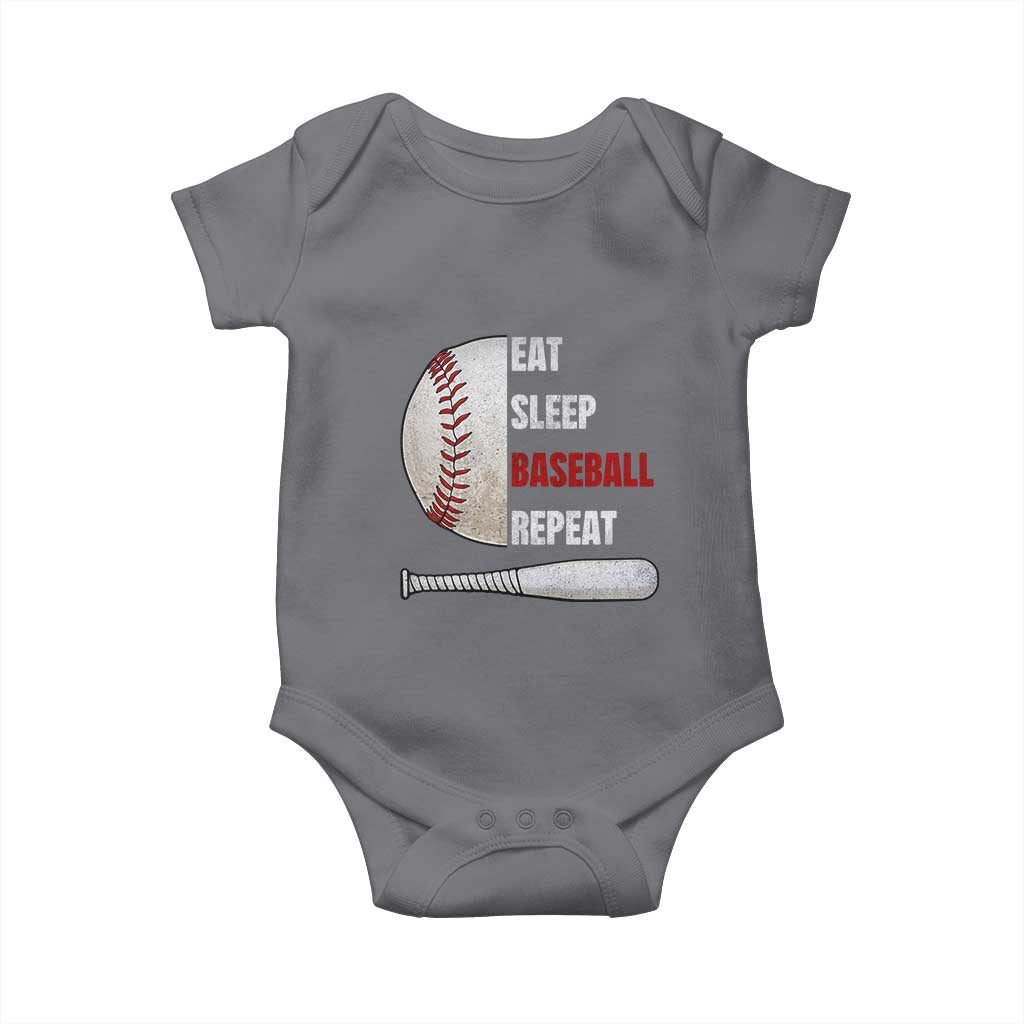 Baseball Player Baby Onesie Retro Funny Eat Sleep Baseball Repeat