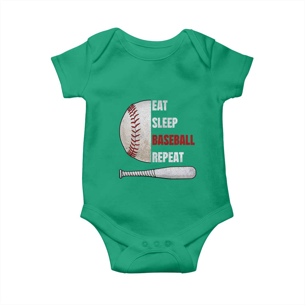 Baseball Player Baby Onesie Retro Funny Eat Sleep Baseball Repeat