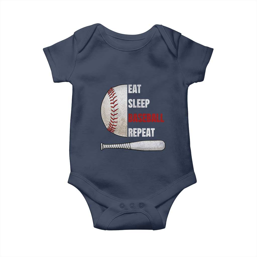 Baseball Player Baby Onesie Retro Funny Eat Sleep Baseball Repeat