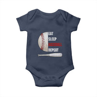 Baseball Player Baby Onesie Retro Funny Eat Sleep Baseball Repeat