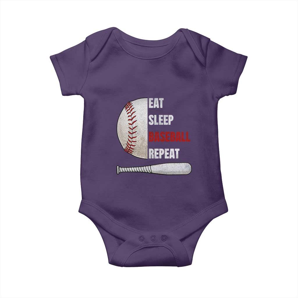 Baseball Player Baby Onesie Retro Funny Eat Sleep Baseball Repeat