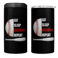 Baseball Player 4 in 1 Can Cooler Tumbler Retro Funny Eat Sleep Baseball Repeat