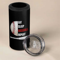 Baseball Player 4 in 1 Can Cooler Tumbler Retro Funny Eat Sleep Baseball Repeat