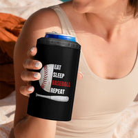 Baseball Player 4 in 1 Can Cooler Tumbler Retro Funny Eat Sleep Baseball Repeat