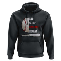 Baseball Player Hoodie Retro Funny Eat Sleep Baseball Repeat