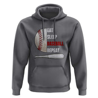 Baseball Player Hoodie Retro Funny Eat Sleep Baseball Repeat