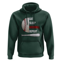 Baseball Player Hoodie Retro Funny Eat Sleep Baseball Repeat
