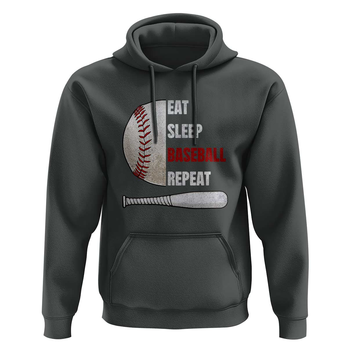 Baseball Player Hoodie Retro Funny Eat Sleep Baseball Repeat