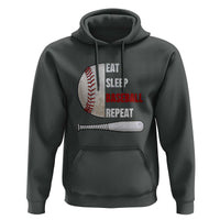 Baseball Player Hoodie Retro Funny Eat Sleep Baseball Repeat