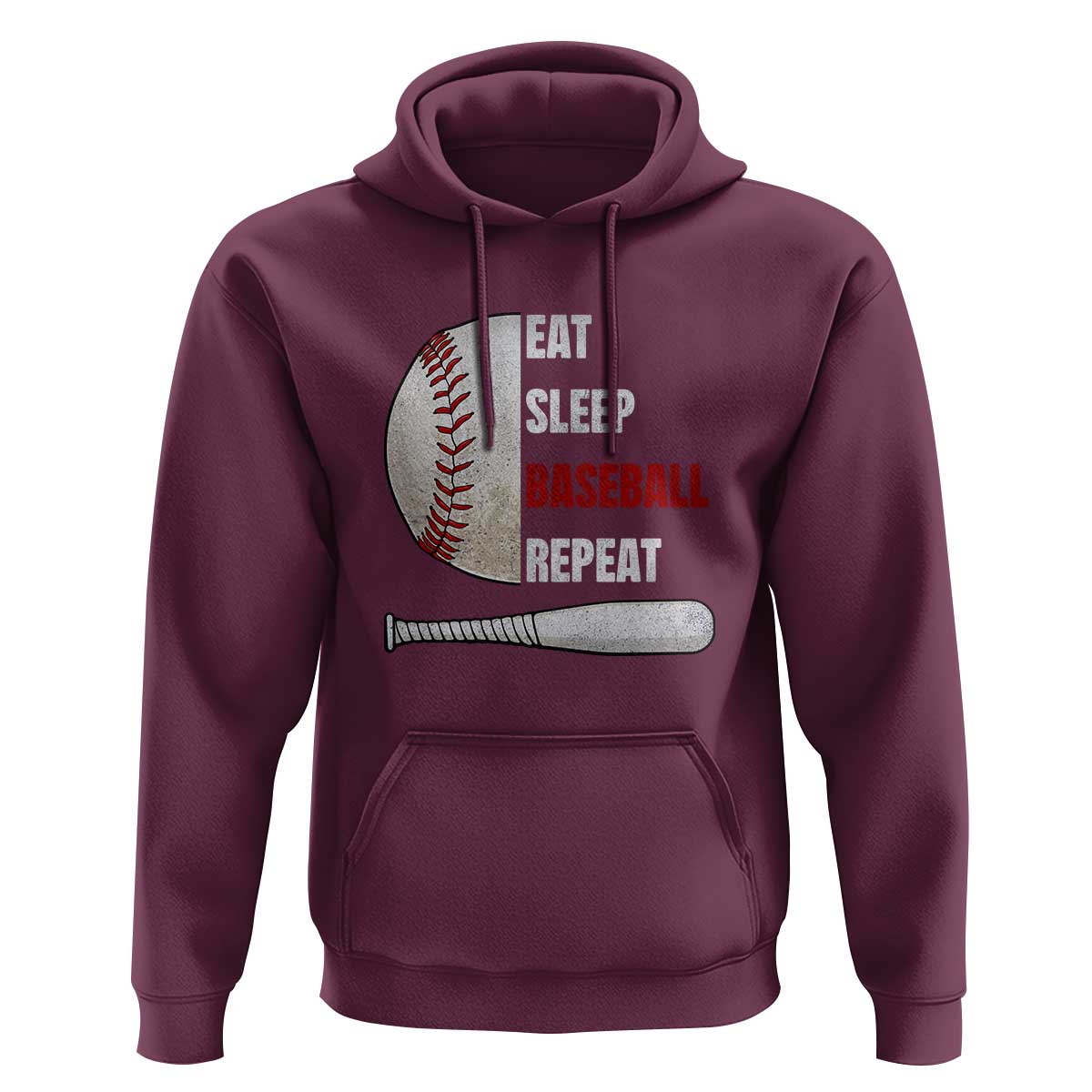 Baseball Player Hoodie Retro Funny Eat Sleep Baseball Repeat