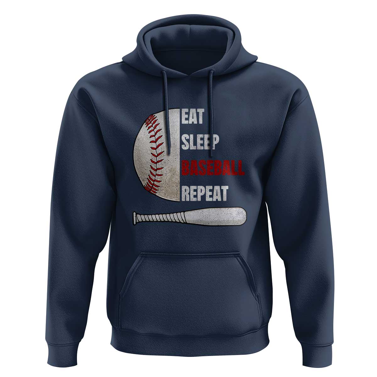 Baseball Player Hoodie Retro Funny Eat Sleep Baseball Repeat